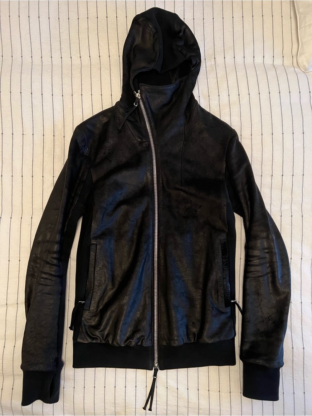 11 By Boris Bidjan Saberi Black Hooded Asymmetric Zip Bomber